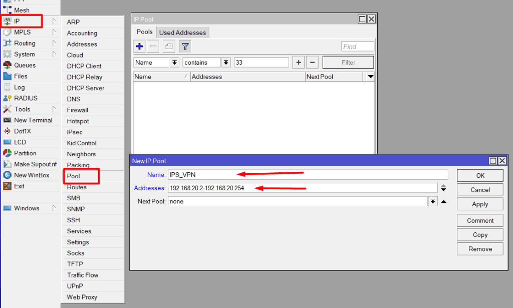 Como criar VPN no Mikrotik 1 pool vpn l2tp